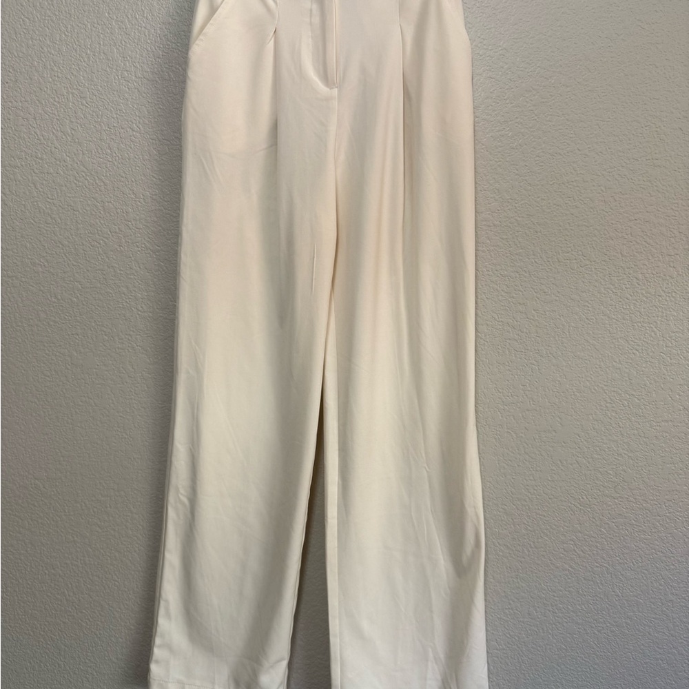 Wild Fable Cream High-Waisted Wide Leg Trousers